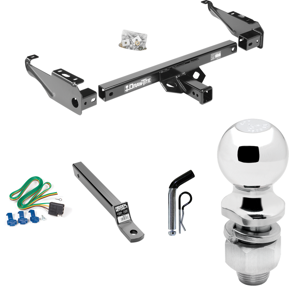 Fits 1994-1994 Dodge Ram 2500 Trailer Hitch Tow PKG w/ 4-Flat Wiring + Extended 16" Long Ball Mount w/ 2" Drop + Pin/Clip + 2" Ball By Draw-Tite