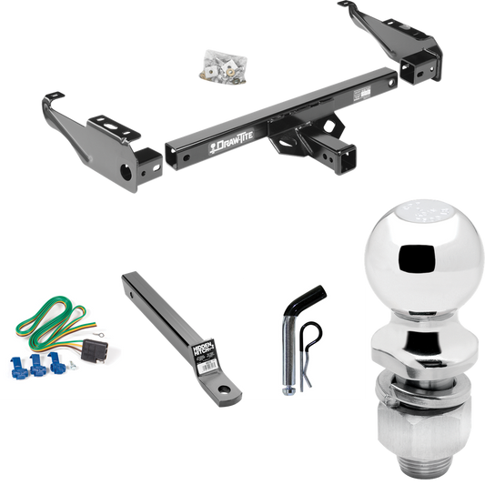 Fits 1994-1994 Dodge Ram 2500 Trailer Hitch Tow PKG w/ 4-Flat Wiring + Extended 16" Long Ball Mount w/ 2" Drop + Pin/Clip + 2" Ball By Draw-Tite