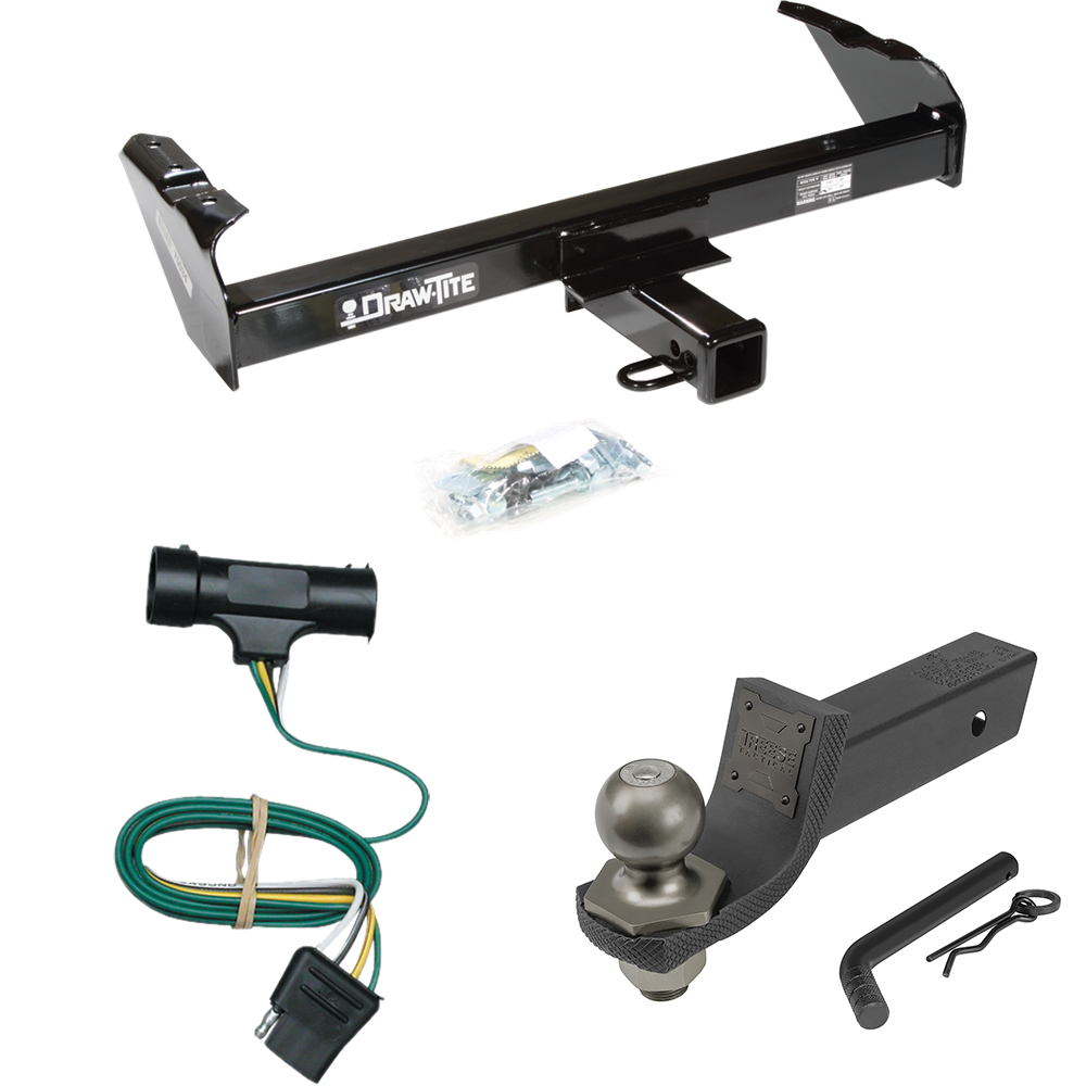 Fits 1977-1984 Chevrolet K30 Trailer Hitch Tow PKG w/ 4-Flat Wiring + Interlock Tactical Starter Kit w/ 2" Drop & 2" Ball By Draw-Tite