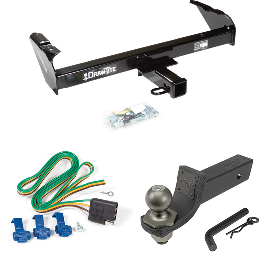 Fits 1985-1986 Chevrolet K20 Trailer Hitch Tow PKG w/ 4-Flat Wiring + Interlock Tactical Starter Kit w/ 2" Drop & 2" Ball By Draw-Tite