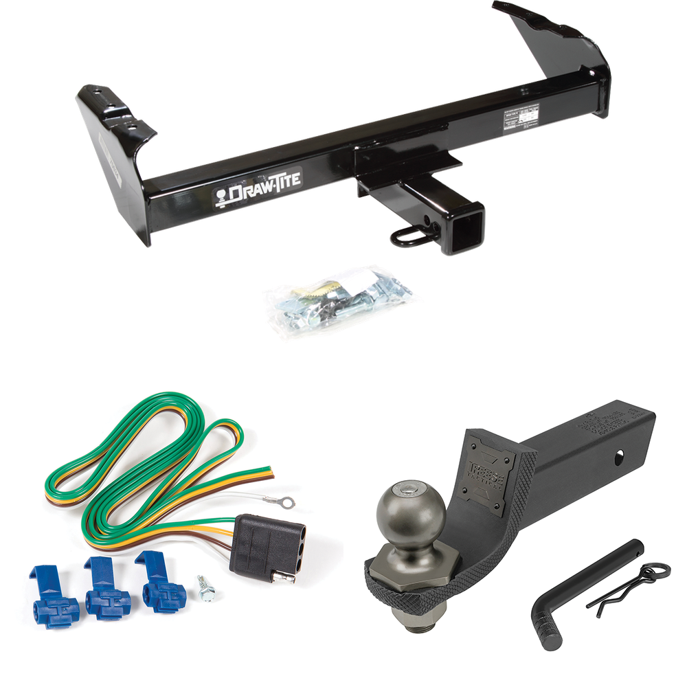 Fits 1967-1974 GMC C15/C1500 Trailer Hitch Tow PKG w/ 4-Flat Wiring + Interlock Tactical Starter Kit w/ 2" Drop & 2" Ball By Draw-Tite