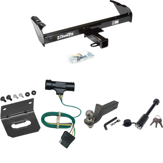 Fits 1979-1984 GMC K2500 Trailer Hitch Tow PKG w/ 4-Flat Wiring + Interlock Tactical Starter Kit w/ 2" Drop & 2" Ball + Tactical Dogbone Lock + Wiring Bracket By Draw-Tite