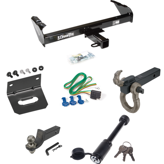 Fits 1967-1974 GMC C15/C1500 Trailer Hitch Tow PKG w/ 4-Flat Wiring + Interlock Tactical Starter Kit w/ 2" Drop & 2" Ball + Tactical Hook & Shackle Mount + Tactical Dogbone Lock + Wiring Bracket By Draw-Tite