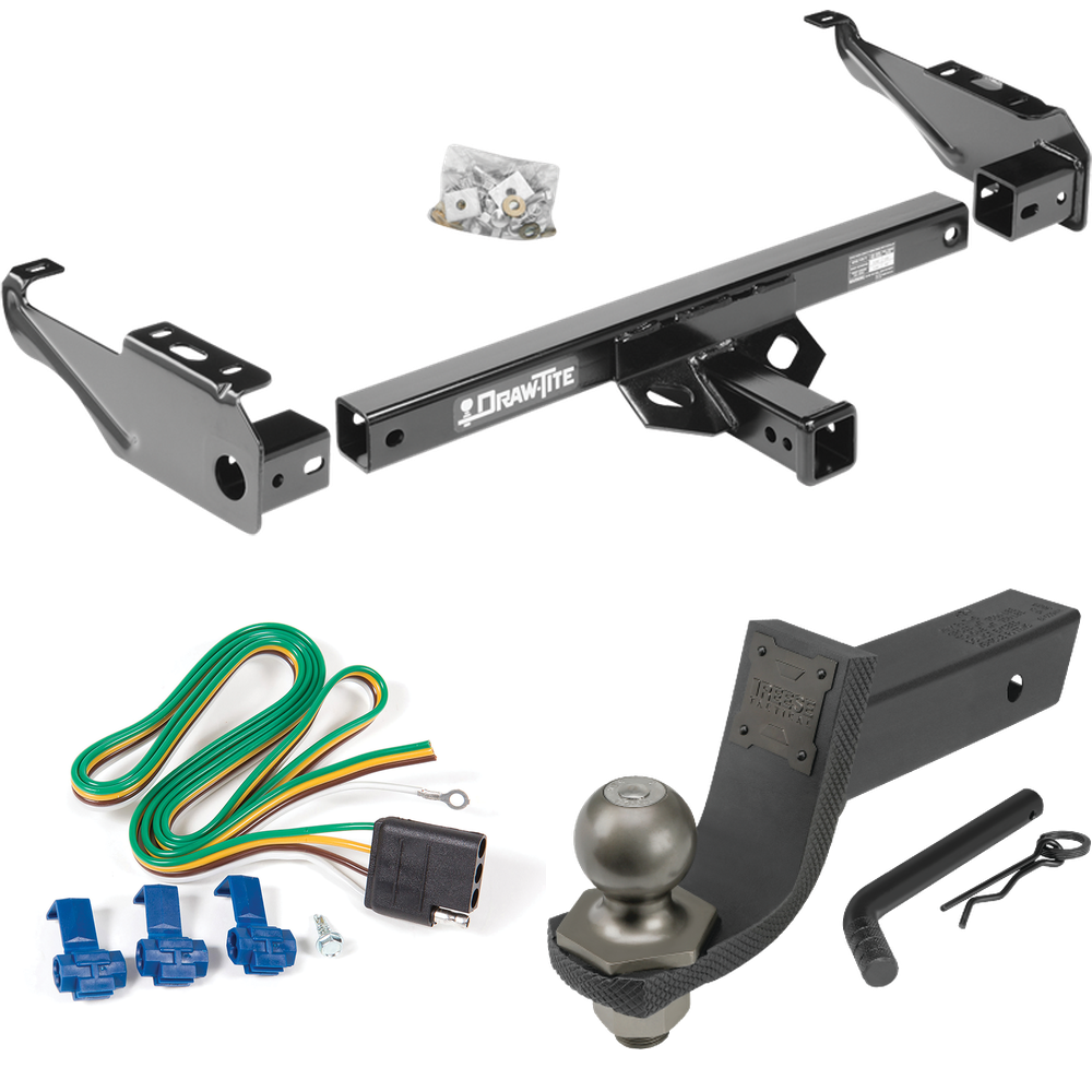 Fits 1967-1980 Dodge W300 Trailer Hitch Tow PKG w/ 4-Flat Wiring + Interlock Tactical Starter Kit w/ 3-1/4" Drop & 2" Ball By Draw-Tite