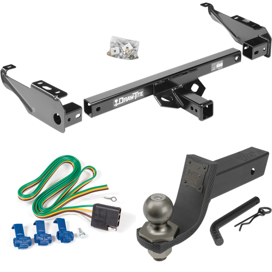 Fits 1994-1994 Dodge Ram 1500 Trailer Hitch Tow PKG w/ 4-Flat Wiring + Interlock Tactical Starter Kit w/ 3-1/4" Drop & 2" Ball By Draw-Tite