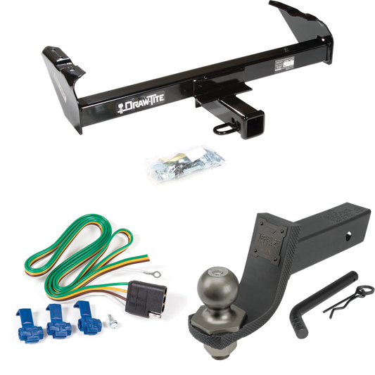 Fits 1963-1974 Ford F-350 Trailer Hitch Tow PKG w/ 4-Flat Wiring + Interlock Tactical Starter Kit w/ 3-1/4" Drop & 2" Ball By Draw-Tite