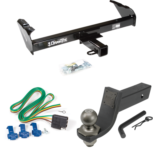 Fits 1963-1972 Ford F-250 Trailer Hitch Tow PKG w/ 4-Flat Wiring + Interlock Tactical Starter Kit w/ 3-1/4" Drop & 2" Ball By Draw-Tite