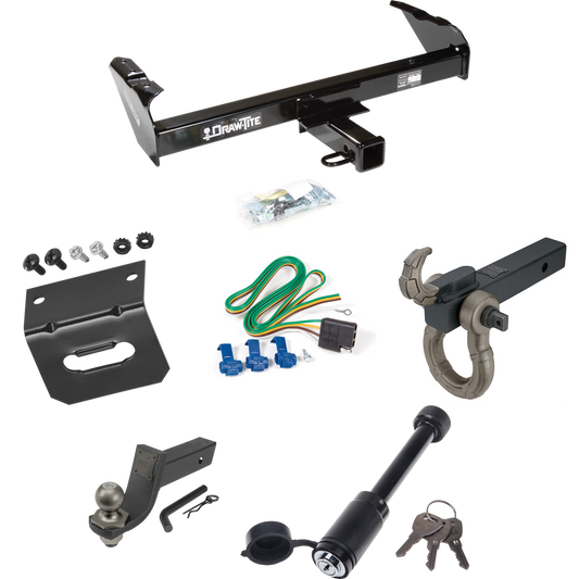 Fits 1974-1974 International 100 Trailer Hitch Tow PKG w/ 4-Flat Wiring + Interlock Tactical Starter Kit w/ 3-1/4" Drop & 2" Ball + Tactical Hook & Shackle Mount + Tactical Dogbone Lock + Wiring Bracket By Draw-Tite