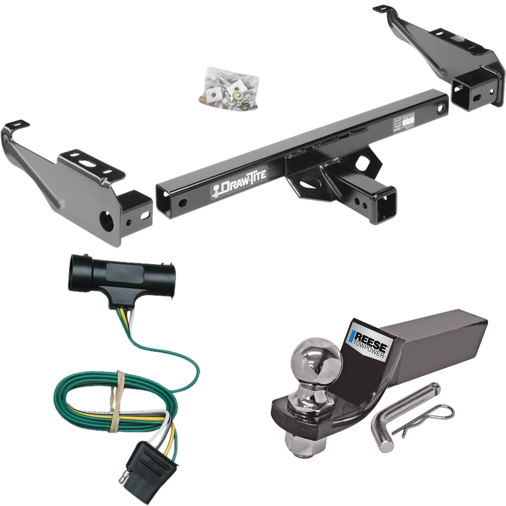 Fits 1979-1984 GMC C3500 Trailer Hitch Tow PKG w/ 4-Flat Wiring + Starter Kit Ball Mount w/ 2" Drop & 2" Ball By Draw-Tite