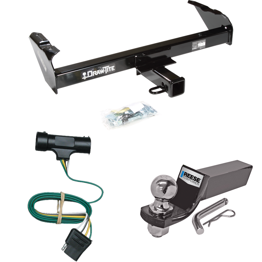 Fits 1977-1978 GMC K35 Trailer Hitch Tow PKG w/ 4-Flat Wiring + Starter Kit Ball Mount w/ 2" Drop & 2" Ball By Draw-Tite