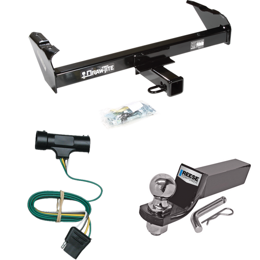 Fits 1977-1978 GMC K35 Trailer Hitch Tow PKG w/ 4-Flat Wiring + Starter Kit Ball Mount w/ 2" Drop & 2" Ball By Draw-Tite