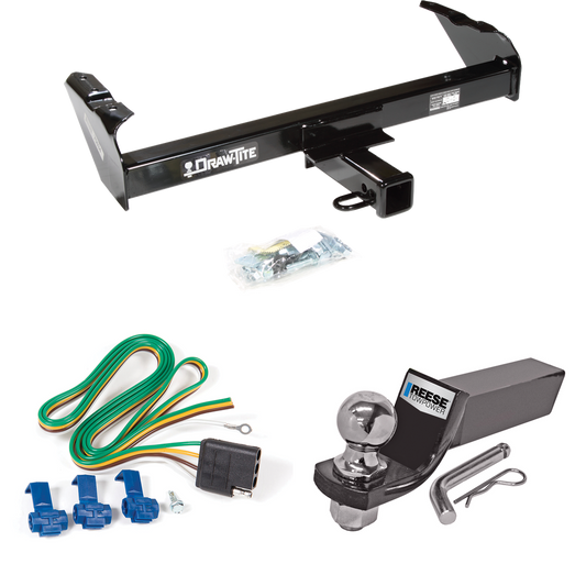 Fits 1963-1974 Ford F-350 Trailer Hitch Tow PKG w/ 4-Flat Wiring + Starter Kit Ball Mount w/ 2" Drop & 2" Ball By Draw-Tite