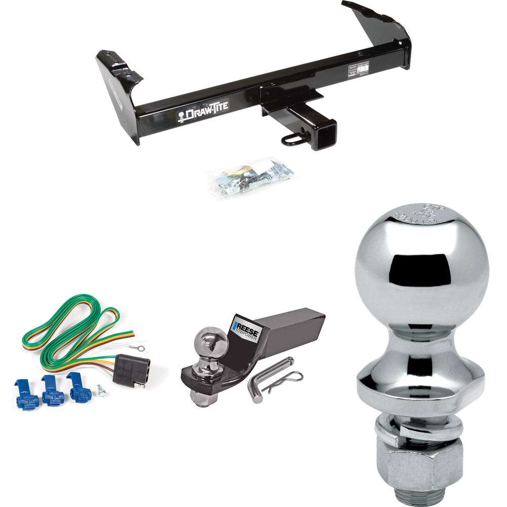 Fits 1974-1974 International 100 Trailer Hitch Tow PKG w/ 4-Flat Wiring + Starter Kit Ball Mount w/ 2" Drop & 2" Ball + 1-7/8" Ball By Draw-Tite