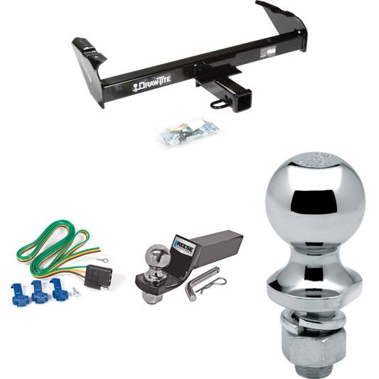 Fits 1974-1974 International 100 Trailer Hitch Tow PKG w/ 4-Flat Wiring + Starter Kit Ball Mount w/ 2" Drop & 2" Ball + 1-7/8" Ball By Draw-Tite