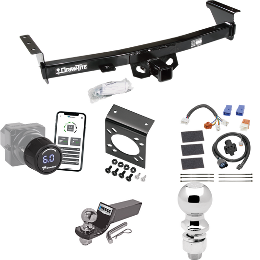 Fits 2009-2012 Suzuki Equator Trailer Hitch Tow PKG w/ Tekonsha Prodigy iD Bluetooth Wireless Brake Control + 7-Way RV Wiring + 2" & 2-5/16" Ball & Drop Mount By Draw-Tite