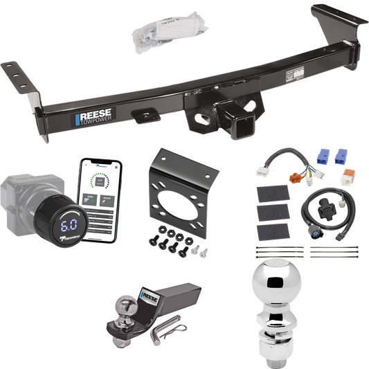 Fits 2009-2012 Suzuki Equator Trailer Hitch Tow PKG w/ Tekonsha Prodigy iD Bluetooth Wireless Brake Control + 7-Way RV Wiring + 2" & 2-5/16" Ball & Drop Mount By Reese Towpower