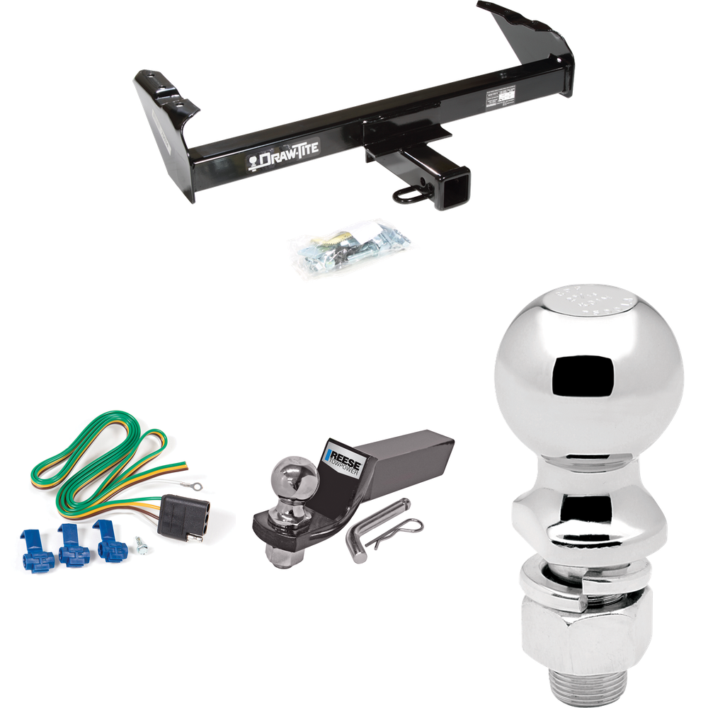 Fits 1963-1972 Chevrolet C30 Trailer Hitch Tow PKG w/ 4-Flat Wiring + Starter Kit Ball Mount w/ 2" Drop & 2" Ball + 2-5/16" Ball By Draw-Tite