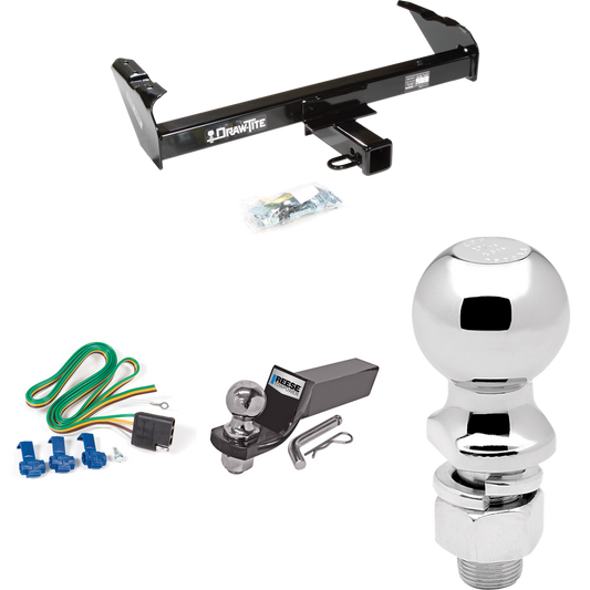 Fits 1963-1972 Chevrolet C30 Trailer Hitch Tow PKG w/ 4-Flat Wiring + Starter Kit Ball Mount w/ 2" Drop & 2" Ball + 2-5/16" Ball By Draw-Tite