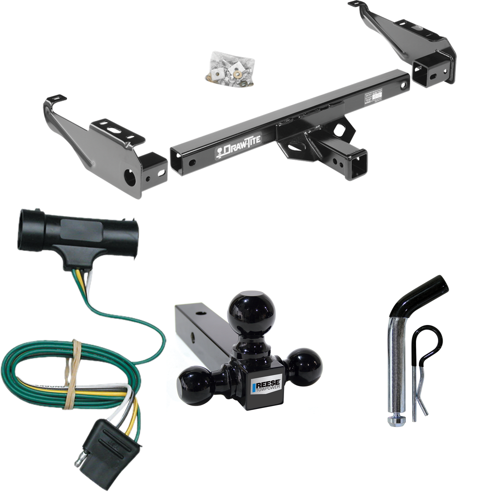 Fits 1975-1978 GMC C15 Trailer Hitch Tow PKG w/ 4-Flat Wiring + Triple Ball Ball Mount 1-7/8" & 2" & 2-5/16" Trailer Balls + Pin/Clip By Draw-Tite