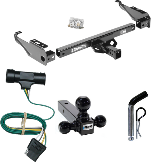 Fits 1975-1978 GMC C15 Trailer Hitch Tow PKG w/ 4-Flat Wiring + Triple Ball Ball Mount 1-7/8" & 2" & 2-5/16" Trailer Balls + Pin/Clip By Draw-Tite