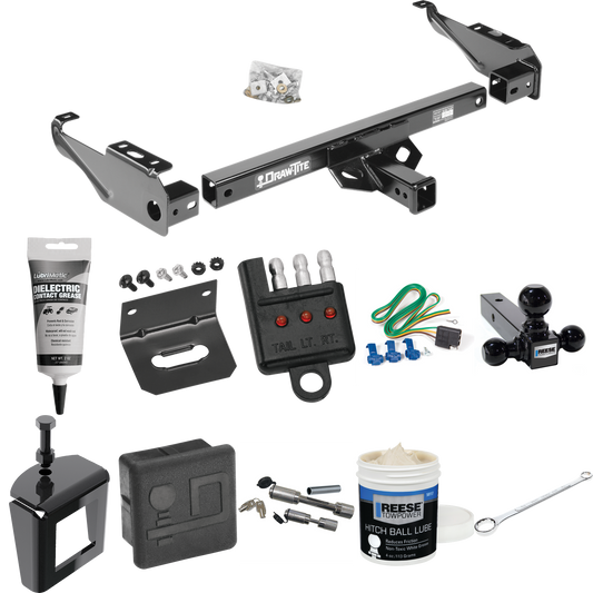 Fits 1968-1980 Dodge D300 Trailer Hitch Tow PKG w/ 4-Flat Wiring + Triple Ball Ball Mount 1-7/8" & 2" & 2-5/16" Trailer Balls + Wiring Bracket + Hitch Cover + Dual Hitch & Coupler Locks + Wiring Tester + Ball Lube + Electric Grease + Ball Wrench + An