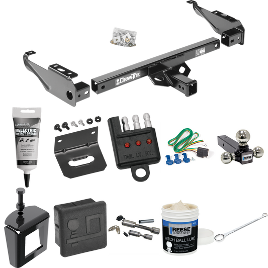 Fits 1985-1986 GMC C3500 Trailer Hitch Tow PKG w/ 4-Flat Wiring + Triple Ball Ball Mount 1-7/8" & 2" & 2-5/16" Trailer Balls + Wiring Bracket + Hitch Cover + Dual Hitch & Coupler Locks + Wiring Tester + Ball Lube + Electric Grease + Ball Wrench + Ant