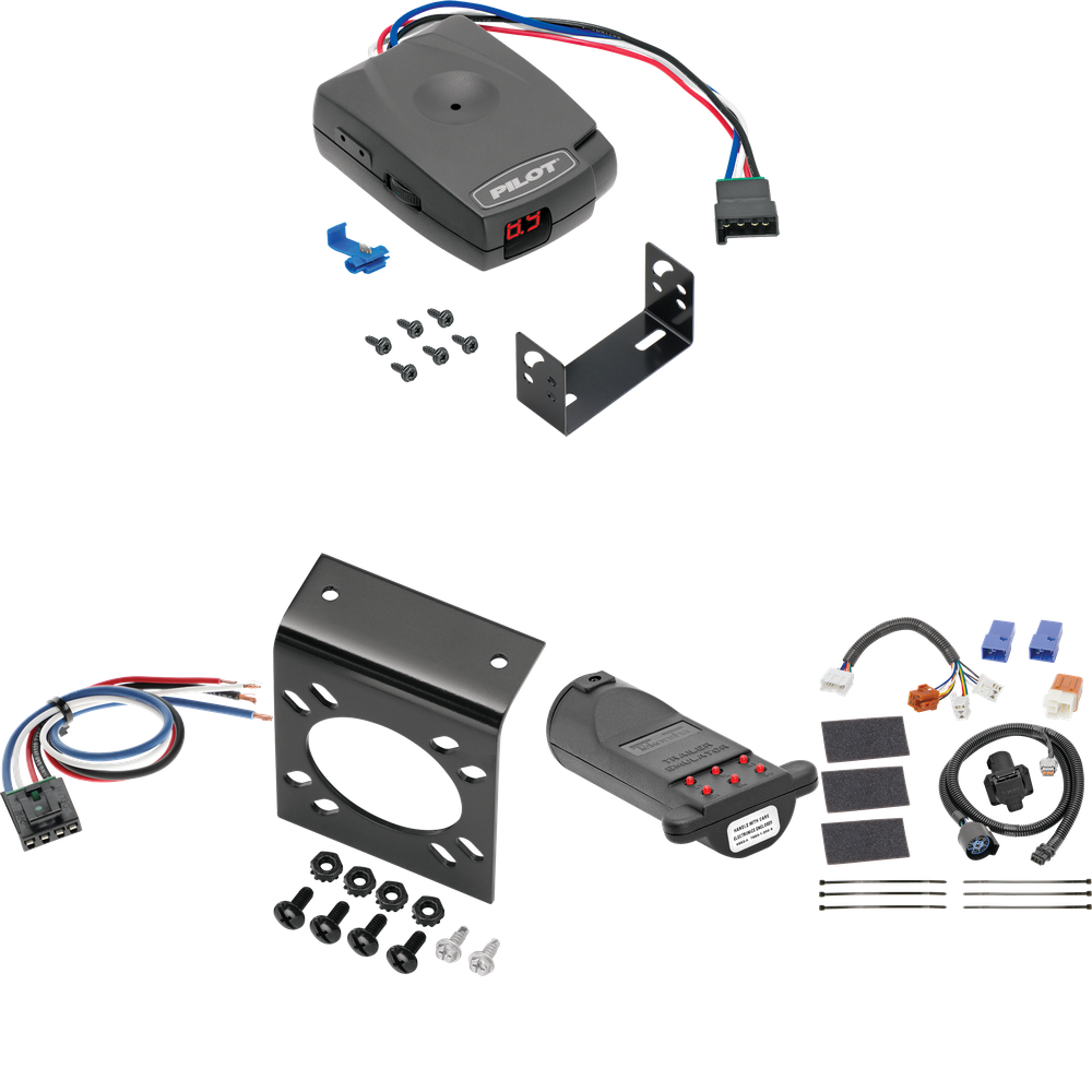 Se adapta al cableado de 7 vías Suzuki Equator 2009-2012 RV + control de freno piloto serie Pro + adaptador de cableado BC genérico + probador de 7 vías y emulador de remolque de Tekonsha