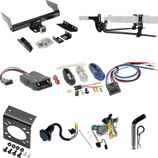 Fits 2001-2003 Ford Escape Trailer Hitch Tow PKG w/ 6K Round Bar Weight Distribution Hitch w/ 2-5/16" Ball + Pin/Clip + Tekonsha Brakeman IV Brake Control + Generic BC Wiring Adapter + 7-Way RV Wiring By Reese Towpower