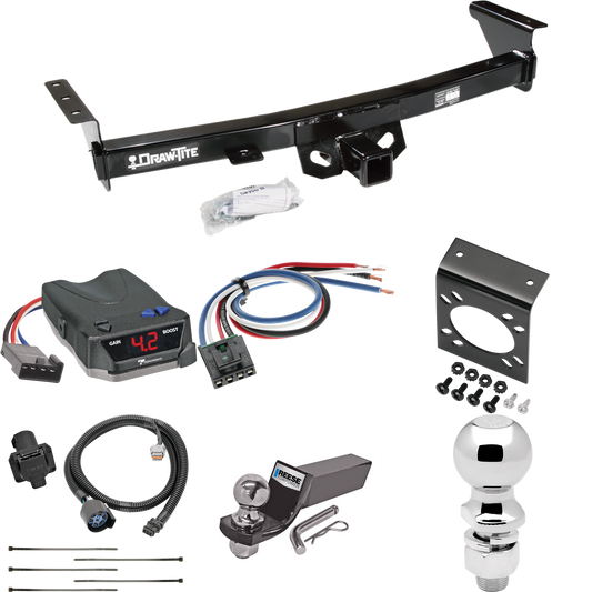 Fits 2009-2012 Suzuki Equator Trailer Hitch Tow PKG w/ Tekonsha BRAKE-EVN Brake Control + Generic BC Wiring Adapter + 7-Way RV Wiring + 2" & 2-5/16" Ball & Drop Mount (For w/Factory Tow Package Models) By Draw-Tite