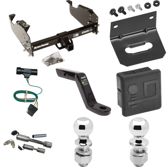 Fits 1967-1978 GMC C25 Trailer Hitch Tow PKG w/ 4-Flat Wiring Harness + Ball Mount w/ 6" Drop + Dual Hitch & Coupler Locks + 2" Ball + 2-5/16" Ball + Hitch Cover + Wiring Bracket By Draw-Tite