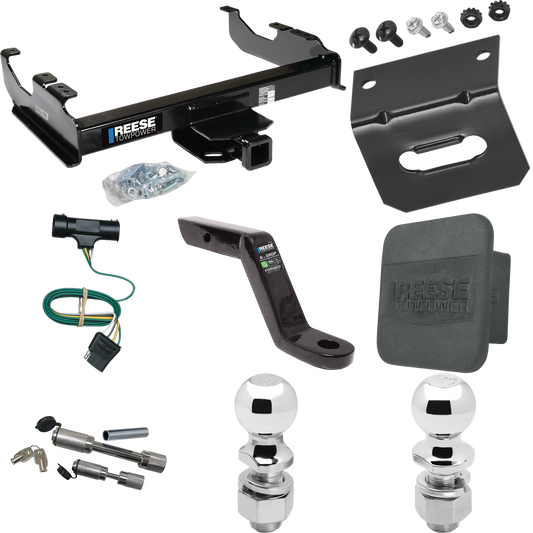 Fits 1977-1978 GMC K35 Trailer Hitch Tow PKG w/ 4-Flat Wiring Harness + Ball Mount w/ 6" Drop + Dual Hitch & Coupler Locks + 2" Ball + 2-5/16" Ball + Hitch Cover + Wiring Bracket By Reese Towpower