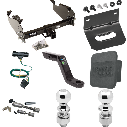 Fits 1979-1984 GMC K2500 Trailer Hitch Tow PKG w/ 4-Flat Wiring Harness + Ball Mount w/ 6" Drop + Dual Hitch & Coupler Locks + 2" Ball + 2-5/16" Ball + Hitch Cover + Wiring Bracket By Reese Towpower