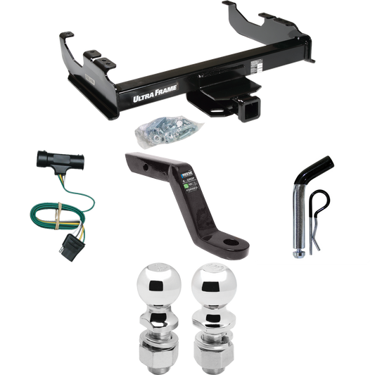 Fits 1979-1984 GMC K3500 Trailer Hitch Tow PKG w/ 4-Flat Wiring Harness + Ball Mount w/ 6" Drop + Pin/Clip + 2" Ball + 2-5/16" Ball By Draw-Tite