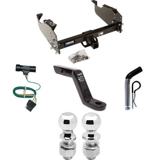 Fits 1973-1984 Chevrolet K10 Trailer Hitch Tow PKG w/ 4-Flat Wiring Harness + Ball Mount w/ 6" Drop + Pin/Clip + 2" Ball + 2-5/16" Ball By Reese Towpower