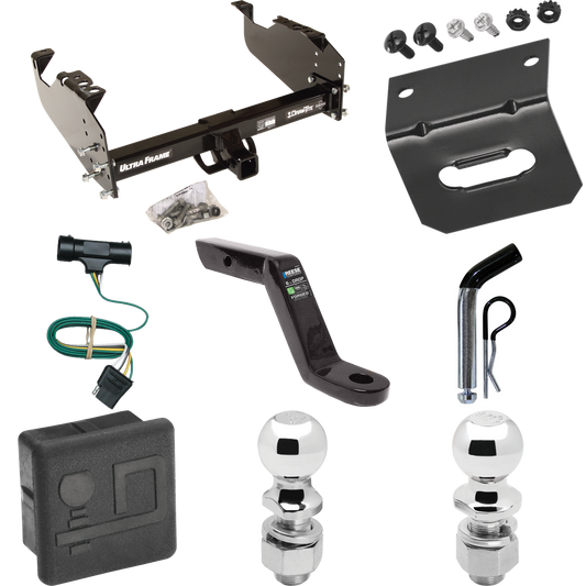 Fits 1975-1978 GMC K15 Trailer Hitch Tow PKG w/ 4-Flat Wiring Harness + Ball Mount w/ 6" Drop + Pin/Clip + 2" Ball + 2-5/16" Ball + Hitch Cover + Wiring Bracket By Draw-Tite