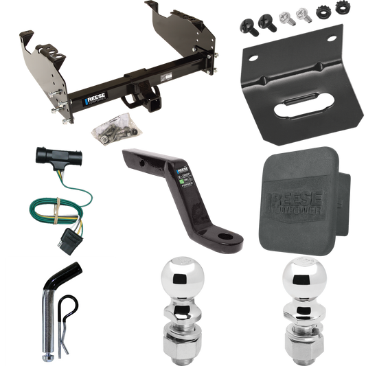 Fits 1979-1984 GMC C3500 Trailer Hitch Tow PKG w/ 4-Flat Wiring Harness + Ball Mount w/ 6" Drop + Pin/Clip + 2" Ball + 2-5/16" Ball + Hitch Cover + Wiring Bracket By Reese Towpower