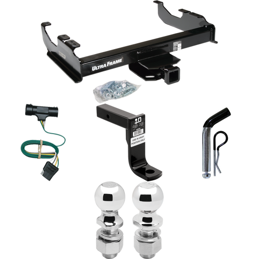 Fits 1977-1978 GMC K35 Trailer Hitch Tow PKG w/ 4-Flat Wiring Harness + Ball Mount w/ 8" Drop + Pin/Clip + 2" Ball + 2-5/16" Ball By Draw-Tite