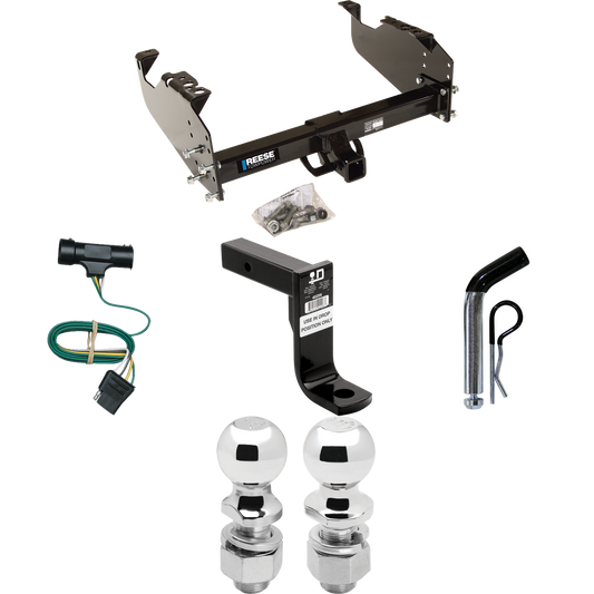 Fits 1979-1984 GMC C3500 Trailer Hitch Tow PKG w/ 4-Flat Wiring Harness + Ball Mount w/ 8" Drop + Pin/Clip + 2" Ball + 2-5/16" Ball By Reese Towpower