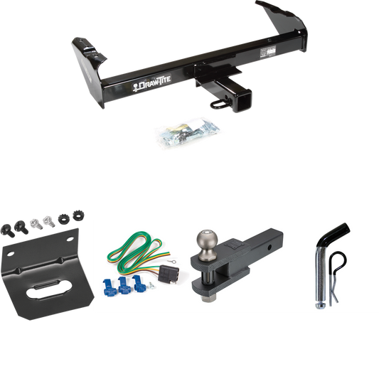 Fits 1971-1973 International 1010 Trailer Hitch Tow PKG w/ 4-Flat Wiring Harness + Clevis Hitch Ball Mount w/ 2" Ball + Pin/Clip + Wiring Bracket By Draw-Tite