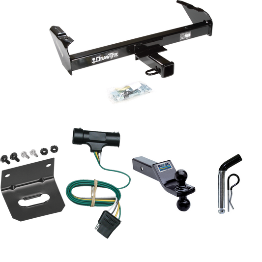 Fits 1973-1984 Chevrolet K20 Trailer Hitch Tow PKG w/ 4-Flat Wiring Harness + Dual Ball Ball Mount 1-7/8" & 2" Trailer Balls + Pin/Clip + Wiring Bracket By Draw-Tite