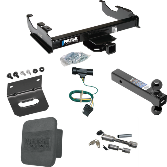 Fits 1967-1978 GMC C35 Trailer Hitch Tow PKG w/ 4-Flat Wiring Harness + Dual Ball Ball Mount 2" & 2-5/16" Trailer Balls + Dual Hitch & Coupler Locks + Hitch Cover + Wiring Bracket By Reese Towpower