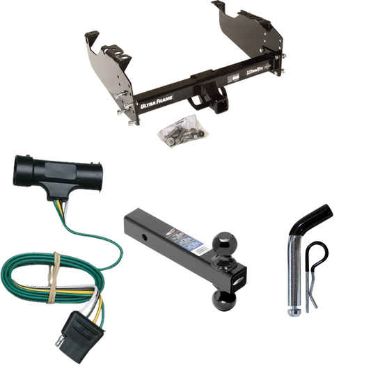 Fits 1977-1978 GMC K35 Trailer Hitch Tow PKG w/ 4-Flat Wiring Harness + Dual Ball Ball Mount 2" & 2-5/16" Trailer Balls + Pin/Clip By Draw-Tite