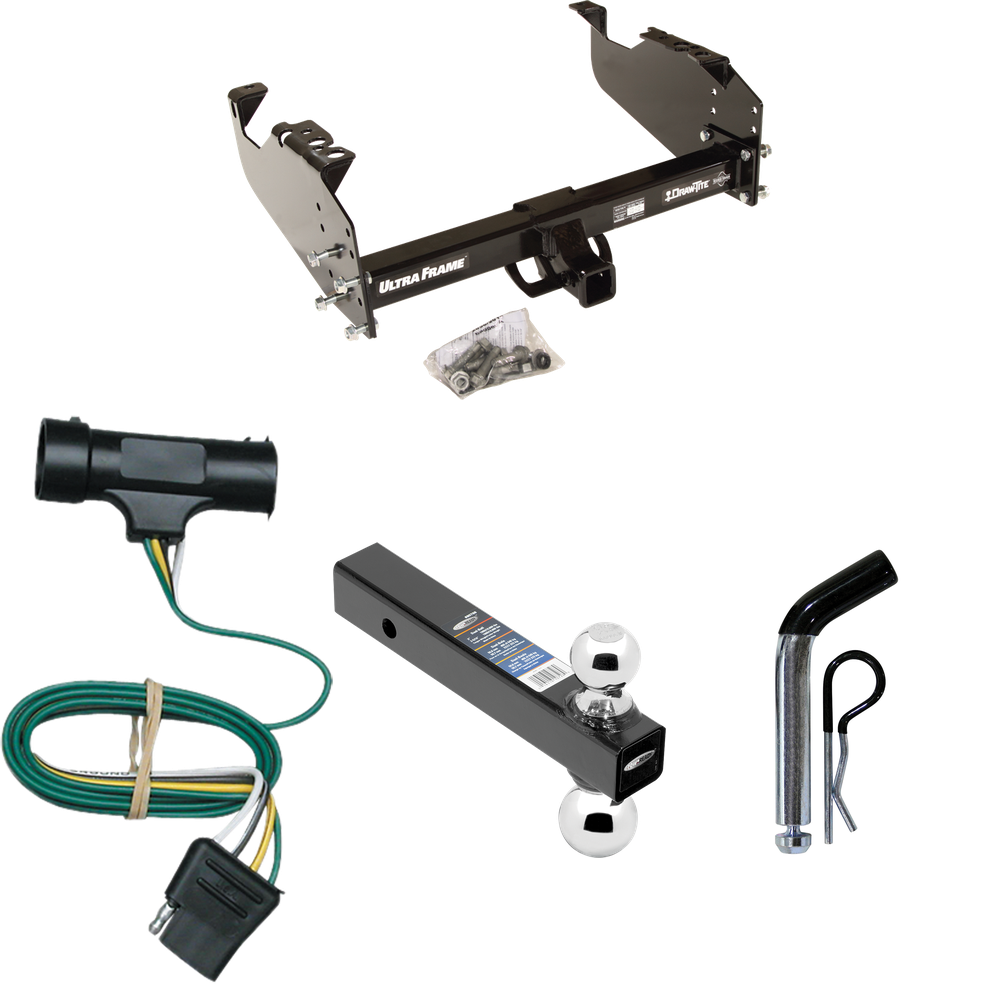 Fits 1975-1978 GMC C15 Trailer Hitch Tow PKG w/ 4-Flat Wiring Harness + Dual Ball Ball Mount 2" & 2-5/16" Trailer Balls + Pin/Clip By Draw-Tite