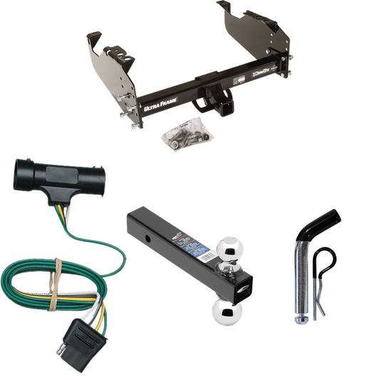 Fits 1975-1978 GMC C15 Trailer Hitch Tow PKG w/ 4-Flat Wiring Harness + Dual Ball Ball Mount 2" & 2-5/16" Trailer Balls + Pin/Clip By Draw-Tite