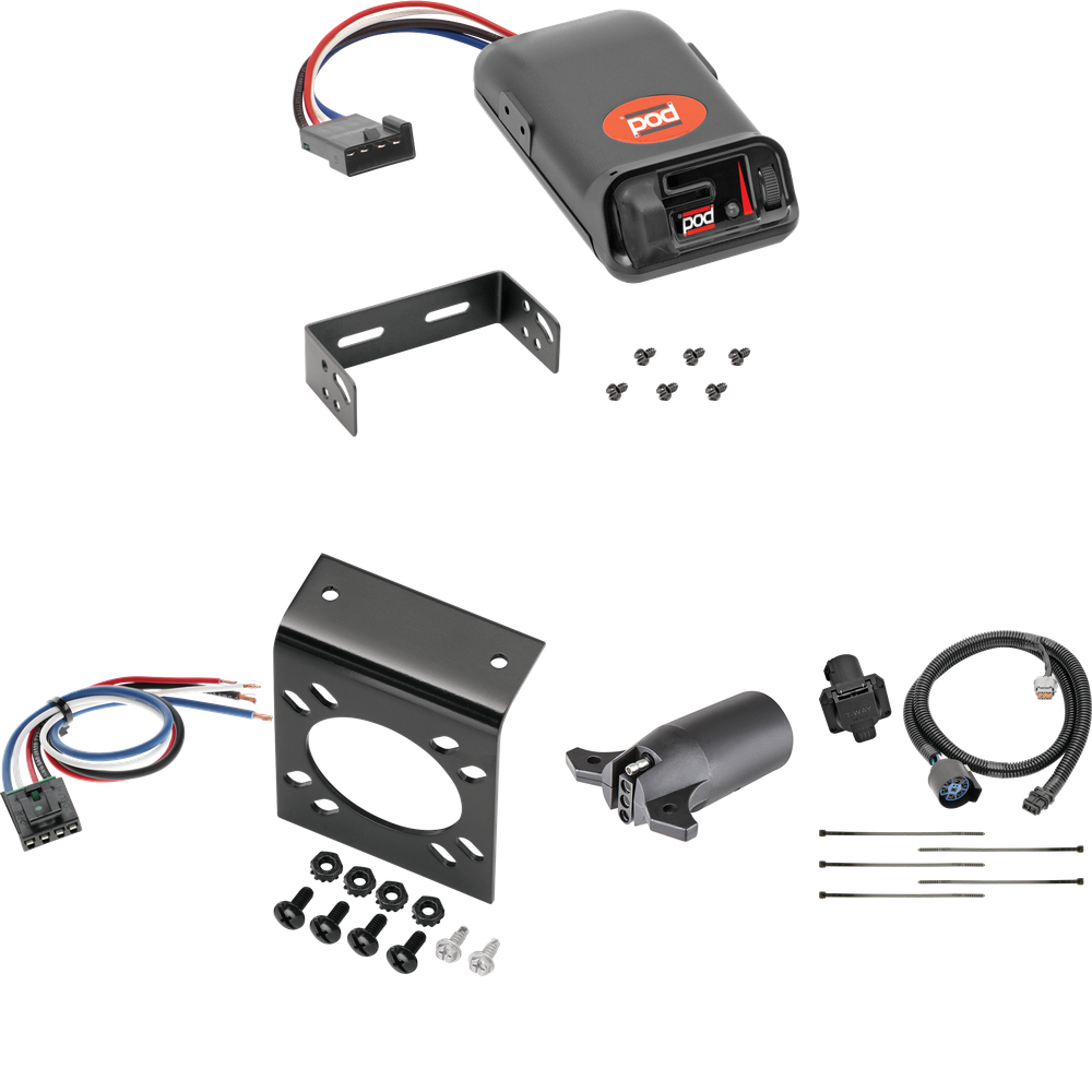 Compatible con cableado de 7 vías RV Suzuki Equator 2009-2012 + control de freno POD serie Pro + adaptador de cableado BC genérico + adaptador de 7 a 4 vías (para modelos con paquete de remolque de fábrica) de Tekonsha