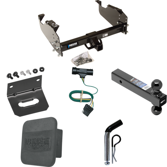 Fits 1967-1978 GMC C35 Trailer Hitch Tow PKG w/ 4-Flat Wiring Harness + Dual Ball Ball Mount 2" & 2-5/16" Trailer Balls + Pin/Clip + Hitch Cover + Wiring Bracket By Reese Towpower