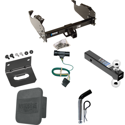 Fits 1979-1984 GMC C3500 Trailer Hitch Tow PKG w/ 4-Flat Wiring Harness + Dual Ball Ball Mount 2" & 2-5/16" Trailer Balls + Pin/Clip + Hitch Cover + Wiring Bracket By Reese Towpower