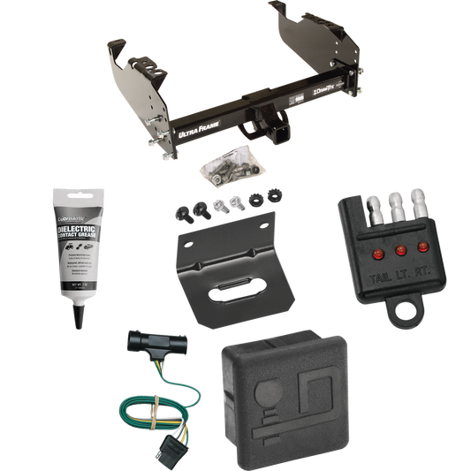 Se adapta al paquete de enganche de remolque GMC K15 1975-1978 con arnés de cableado plano de 4 + cubierta de enganche + soporte de cableado + probador de cableado + grasa eléctrica de Draw-Tite