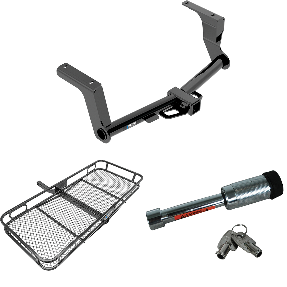 Fits 2013-2015 Subaru XV Crosstrek Trailer Hitch Tow PKG w/ 60" x 24" Cargo Carrier + Hitch Lock (Excludes: Hybrid Models) By Reese Towpower