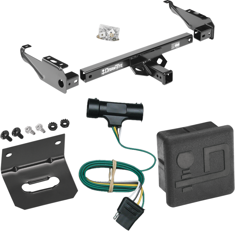 Fits 1979-1984 GMC C3500 Trailer Hitch Tow PKG w/ 4-Flat Wiring Harness + Wiring Bracket + Hitch Cover By Draw-Tite